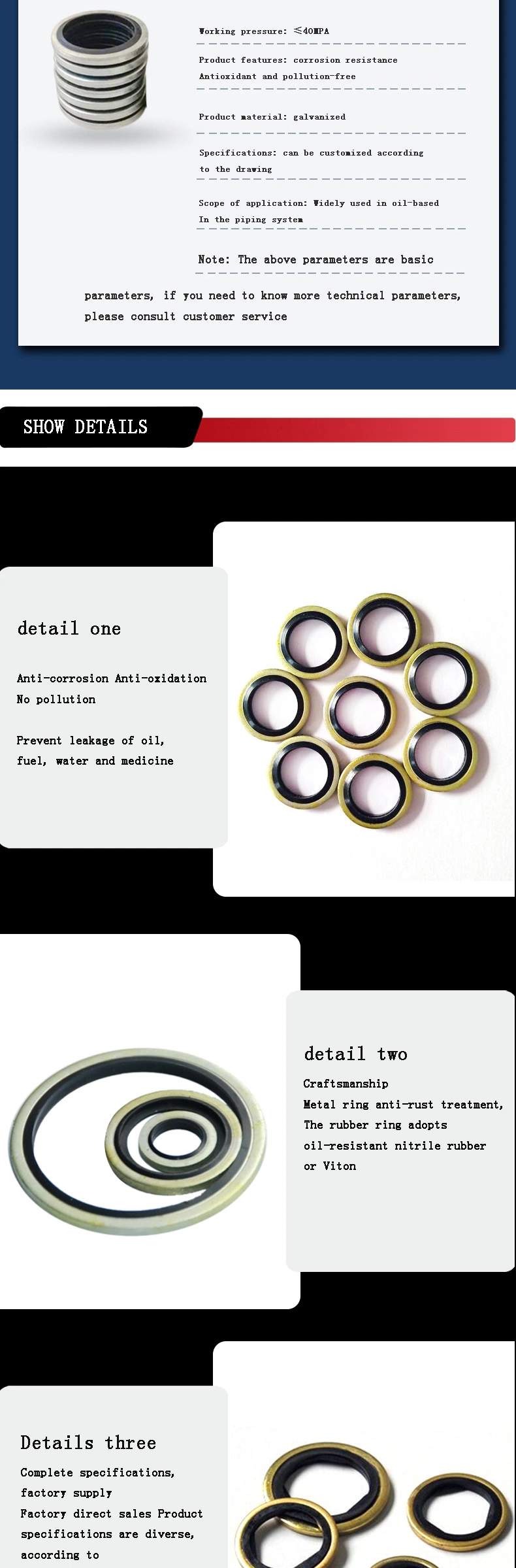 OEM Seal M12 Kohlenstoffstahl Nitrilkautschuk Dichtungsspülmaschinen 1